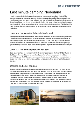 Last minute camping Nederland