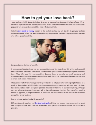 How to get your love back