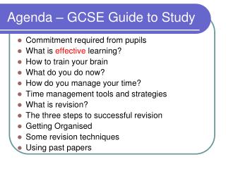 Agenda – GCSE Guide to Study