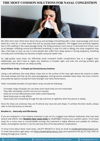 The Most Common Solutions for Nasal Congestion