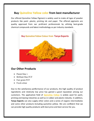 Buy Quinoline Yellow color from best manufacturer