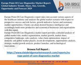Europe Point-Of-Care Diagnostics Market - Industry Trends and Forecast to 2029
