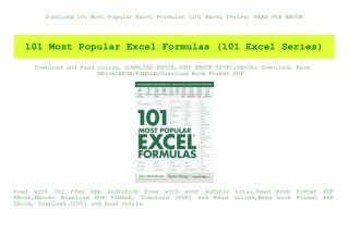 Download 101 Most Popular Excel Formulas (101 Excel Series) READ PDF EBOOK