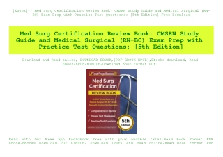 [Ebook]^^ Med Surg Certification Review Book CMSRN Study Guide and Medical Surgical (RN-BC) Exam Prep with Practice Test