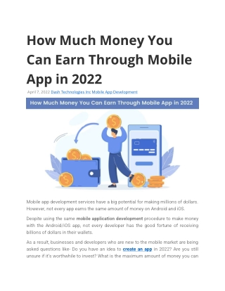 How Much Money You Can Earn Through Mobile App in 2022