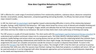 How does Cognitive Behavioural Therapy (CBT) work