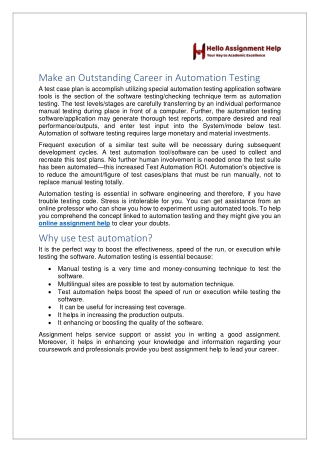 Make an Outstanding Career in Automation Testing