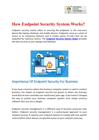 How Endpoint Security System Works?