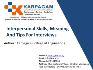 Interpersonal Skills