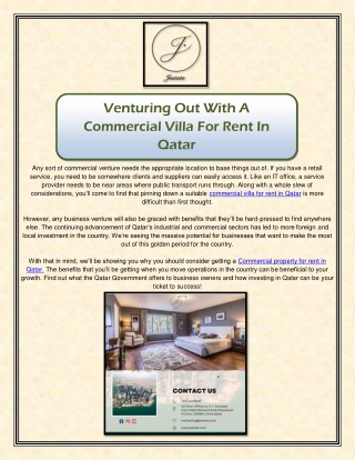 Venturing Out With A Commercial Villa For Rent In Qatar