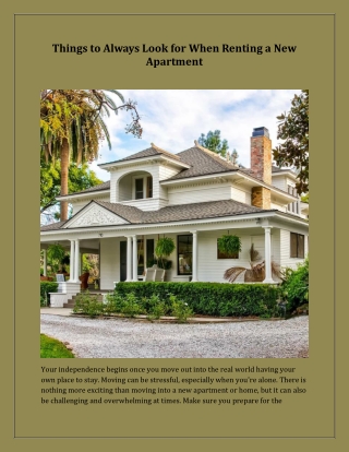 Things to Always Look for When Renting a New Apartment