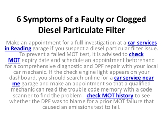 6 Symptoms of a Faulty or Clogged Diesel Particulate Filter