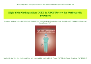 [Best!] High-Yield Orthopaedics OITE & ABOS Review for Orthopaedic Providers PDF Full