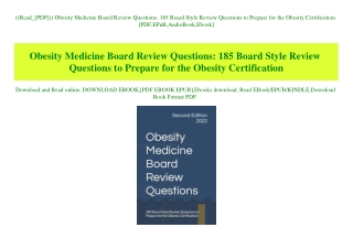 ((Read_[PDF])) Obesity Medicine Board Review Questions 185 Board Style Review Questions to Prepare for the Obesity Certi