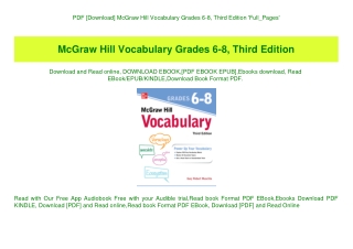PDF [Download] McGraw Hill Vocabulary Grades 6-8  Third Edition 'Full_Pages'