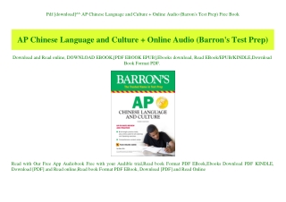 Pdf [download]^^ AP Chinese Language and Culture   Online Audio (Barron's Test Prep) Free Book