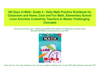 PDF) 180 Days of Math Grade 2 - Daily Math Practice Workbook for Classroom and Home  Cool and Fun Math  Elementary Schoo