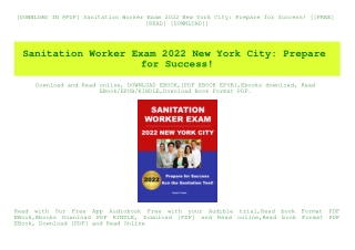 [DOWNLOAD IN @PDF] Sanitation Worker Exam 2022 New York City Prepare for Success! [[FREE] [READ] [DOWNLOAD]]
