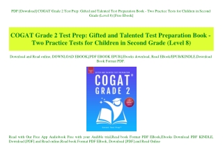 PDF [Download] COGAT Grade 2 Test Prep Gifted and Talented Test Preparation Book - Two Practice Tests for Children in Se