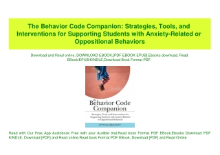 PDF) The Behavior Code Companion Strategies  Tools  and Interventions for Supporting Students with Anxiety-Related or Op