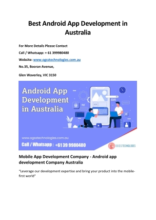 Best Android App Development in Australia