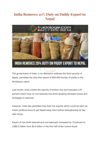 India Removes 20% Duty on Paddy Export to Nepal (1)