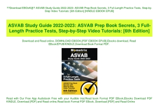 Download EBOoK@ ASVAB Study Guide 2022-2023 ASVAB Prep Book Secrets  3 Full-Length Practice Tests  Step-by-Step Video Tu