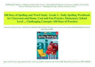 DOWNLOAD 180 Days of Spelling and Word Study Grade 2 - Daily Spelling Workbook for Classroom and Home  Cool and Fun Prac