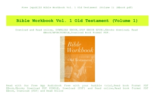 Free [epub]$$ Bible Workbook Vol. 1 Old Testament (Volume 1) (Ebook pdf)