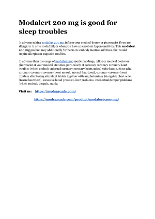 Modalert 200 mg is good for sleep troubles