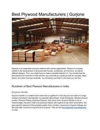 Best Plywood Manufacturers _ Gurjone