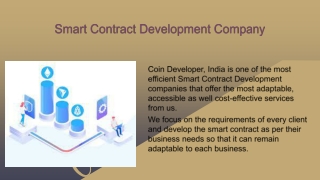 Smart Contract Development Company - Coin Developer India