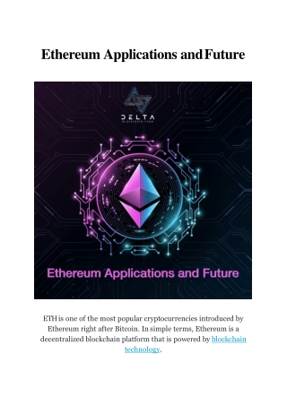 Ethereum Applications and Future