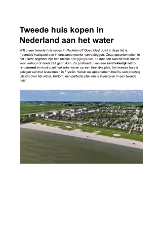 Tweede huis kopen in Nederland