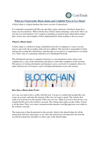 What are Trustworthy Blockchains and 5 rightful Ways to Use Them?