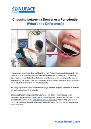 Choosing between a Dentist or a Periodontist (What's the Difference)