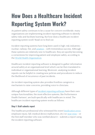 How Does a Healthcare Incident Reporting System Work