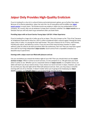 Jaipur Only Provides High-Quality Eroticism