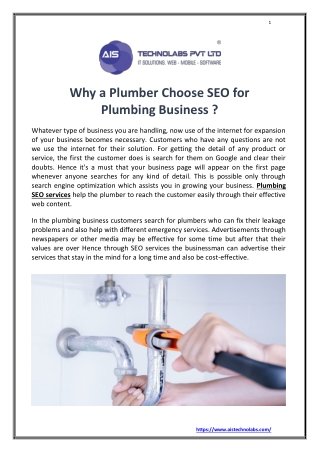 Why a Plumber Choose SEO for Plumbing Business?
