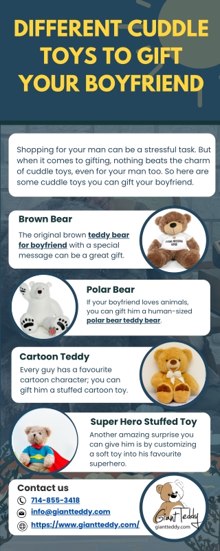 Different Cuddle Toys To Gift Your Boyfriend