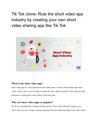 Tik Tok clone-Develop your own app like Tik Tok