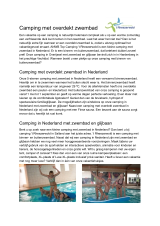 https://www.rheezerwold.nl/camping-met-zwembad-nederland  Een vakantie op een