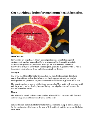 Get nutritious fruits for maximum health benefits