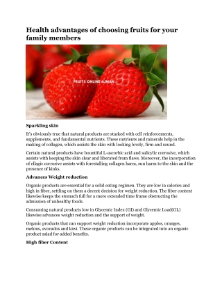Health advantages of choosing fruits for your family members