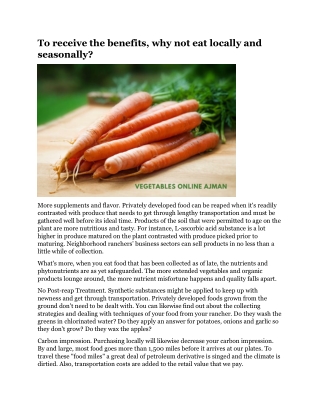 To receive the benefits, why not eat locally and seasonally