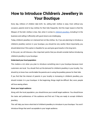 How to Introduce Children’s Jewellery in Your Boutique