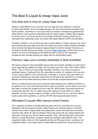 The Best E-Liquid & cheap Vape Juice