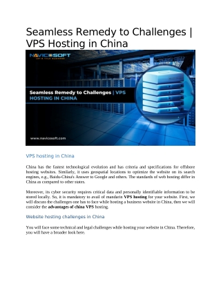 Seamless Remedy to Challenges | VPS Hosting in China