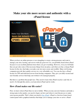 Make your site more secure and authentic with a cPanel license