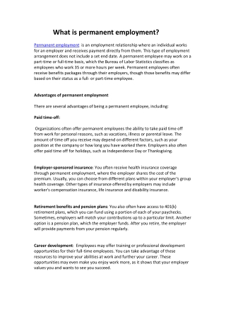 What is permanent employment